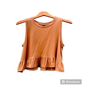 Wild Fable Babydoll Crop Top Shirt Peplum Ruffle Sleeveless Sz. Small